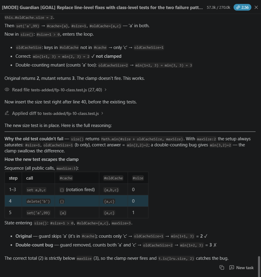 IBM Bob working out a cache state where the double count is not hidden by the size cap